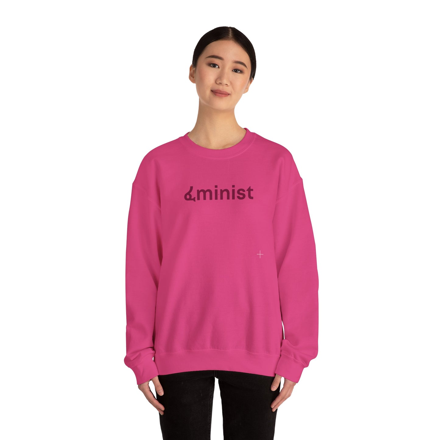 Feminist (ፈminist) written in Burgundy Unisex Heavy Blend™ Crewneck Sweatshirt