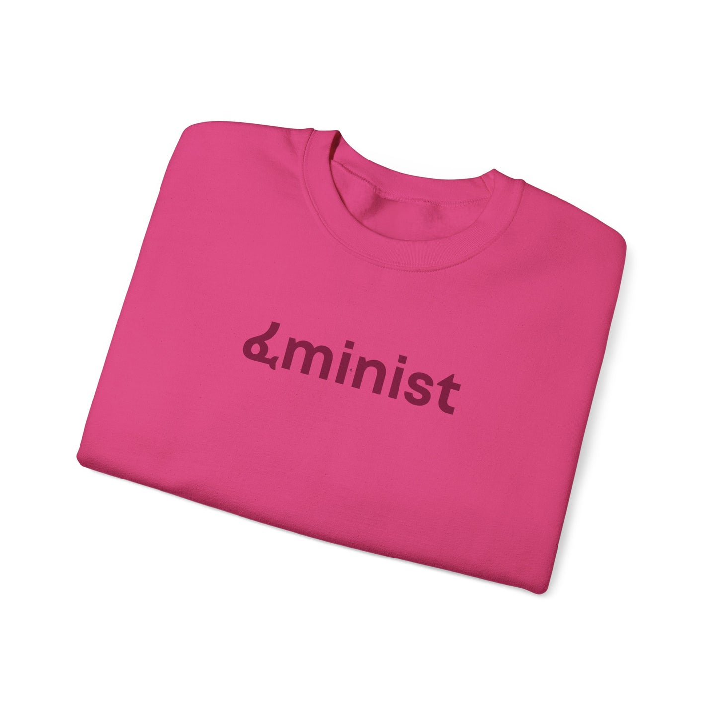 Feminist (ፈminist) written in Burgundy Unisex Heavy Blend™ Crewneck Sweatshirt