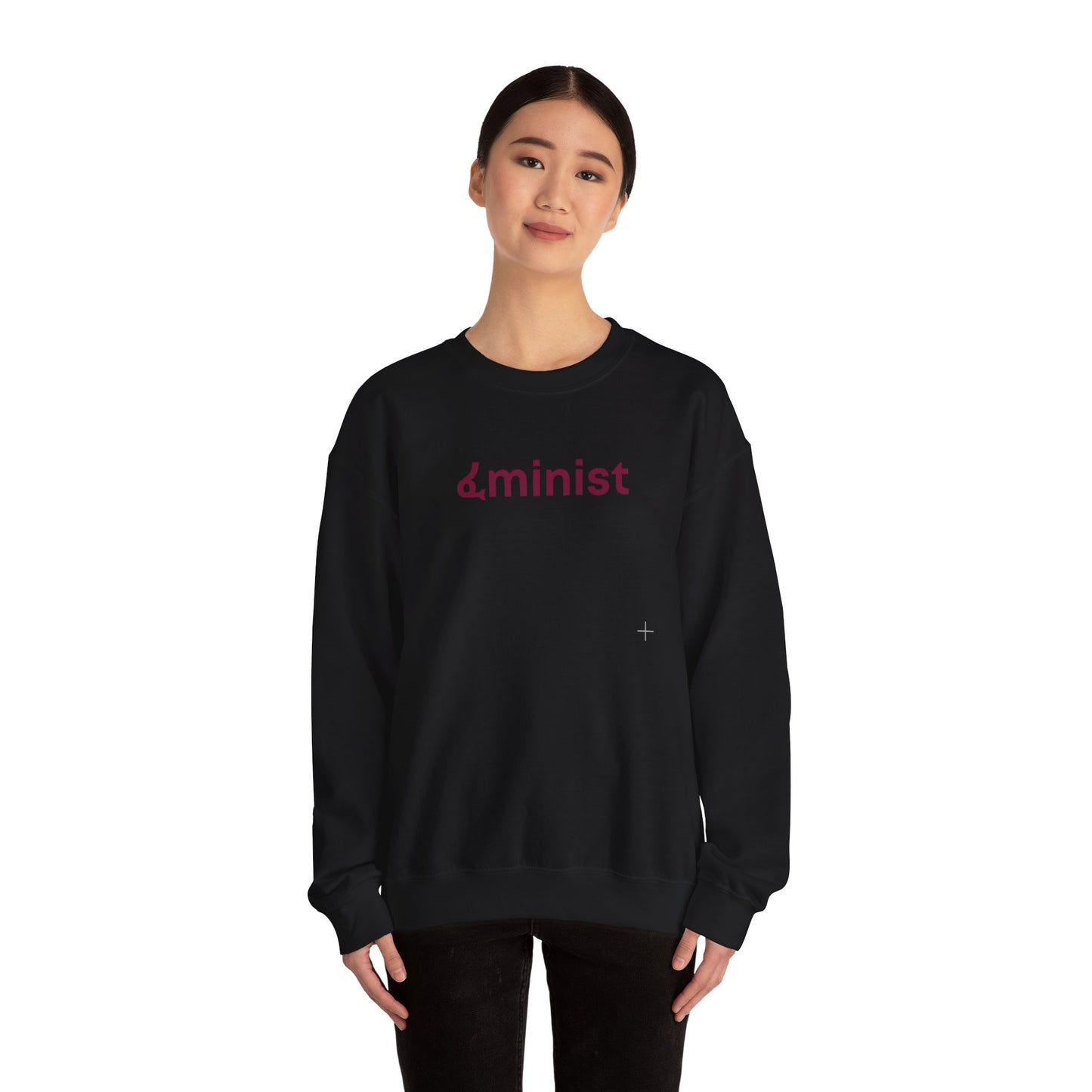 Feminist (ፈminist) written in Burgundy Unisex Heavy Blend™ Crewneck Sweatshirt