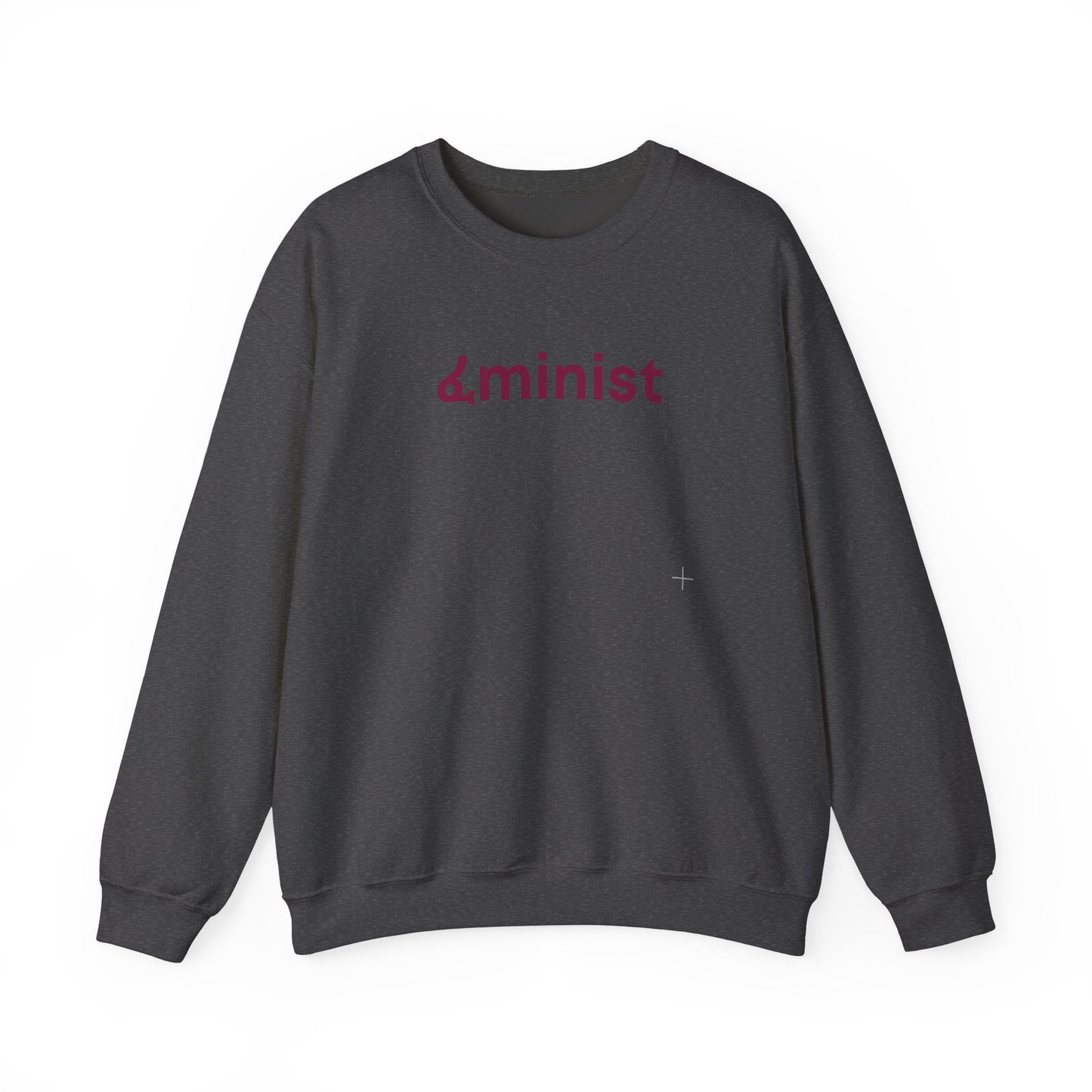 Feminist (ፈminist) written in Burgundy Unisex Heavy Blend™ Crewneck Sweatshirt