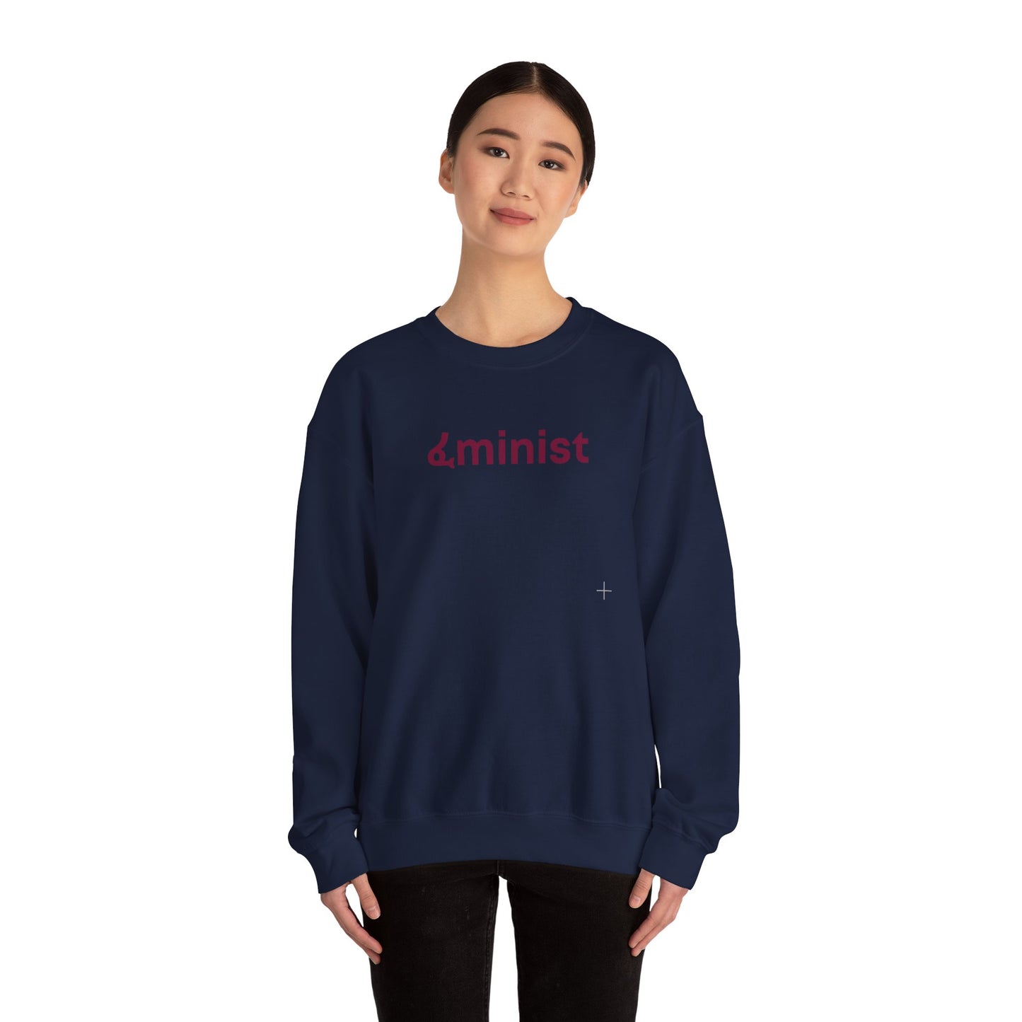 Feminist (ፈminist) written in Burgundy Unisex Heavy Blend™ Crewneck Sweatshirt