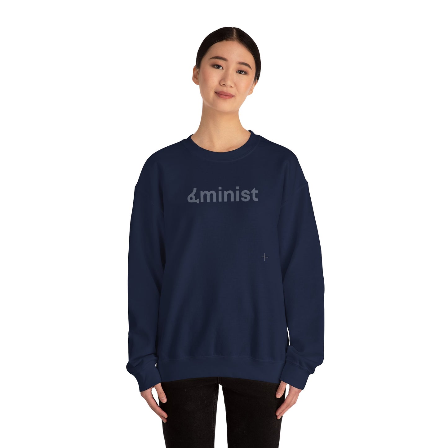 Feminist (ፈminist) written in Blue Unisex Heavy Blend™ Crewneck Sweatshirt