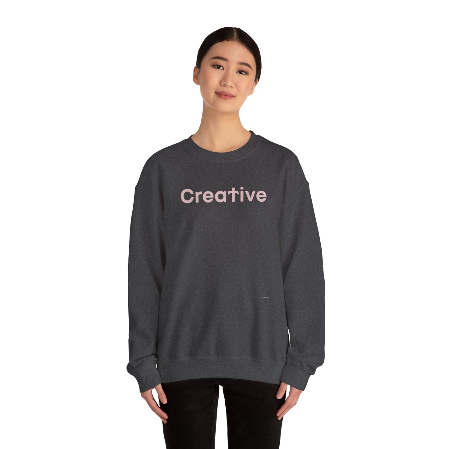 Creative written in pastel beige Typo Unisex Heavy Blend™ Crewneck Sweatshirt