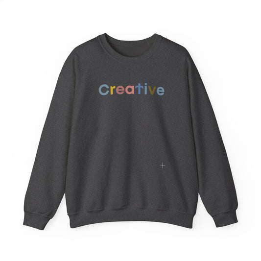 Creative written in Colourful Typo Unisex Heavy Blend™ Crewneck Sweatshirt