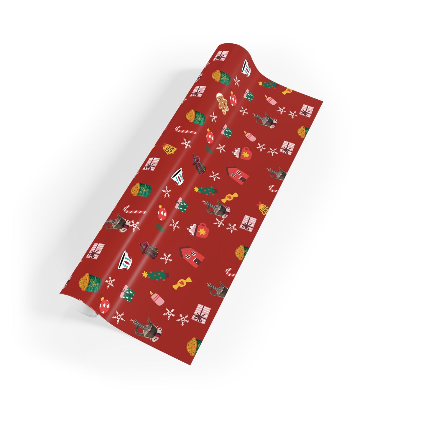 Eritrean / Ethiopian inspired Gift Wrapping Paper beige with tigrinya writing Rolls red, 1pc