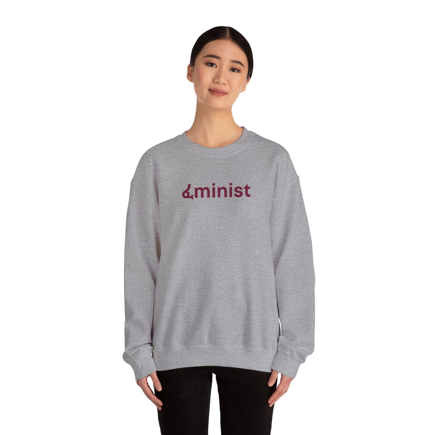 Feminist (ፈminist) written in Burgundy Unisex Heavy Blend™ Crewneck Sweatshirt