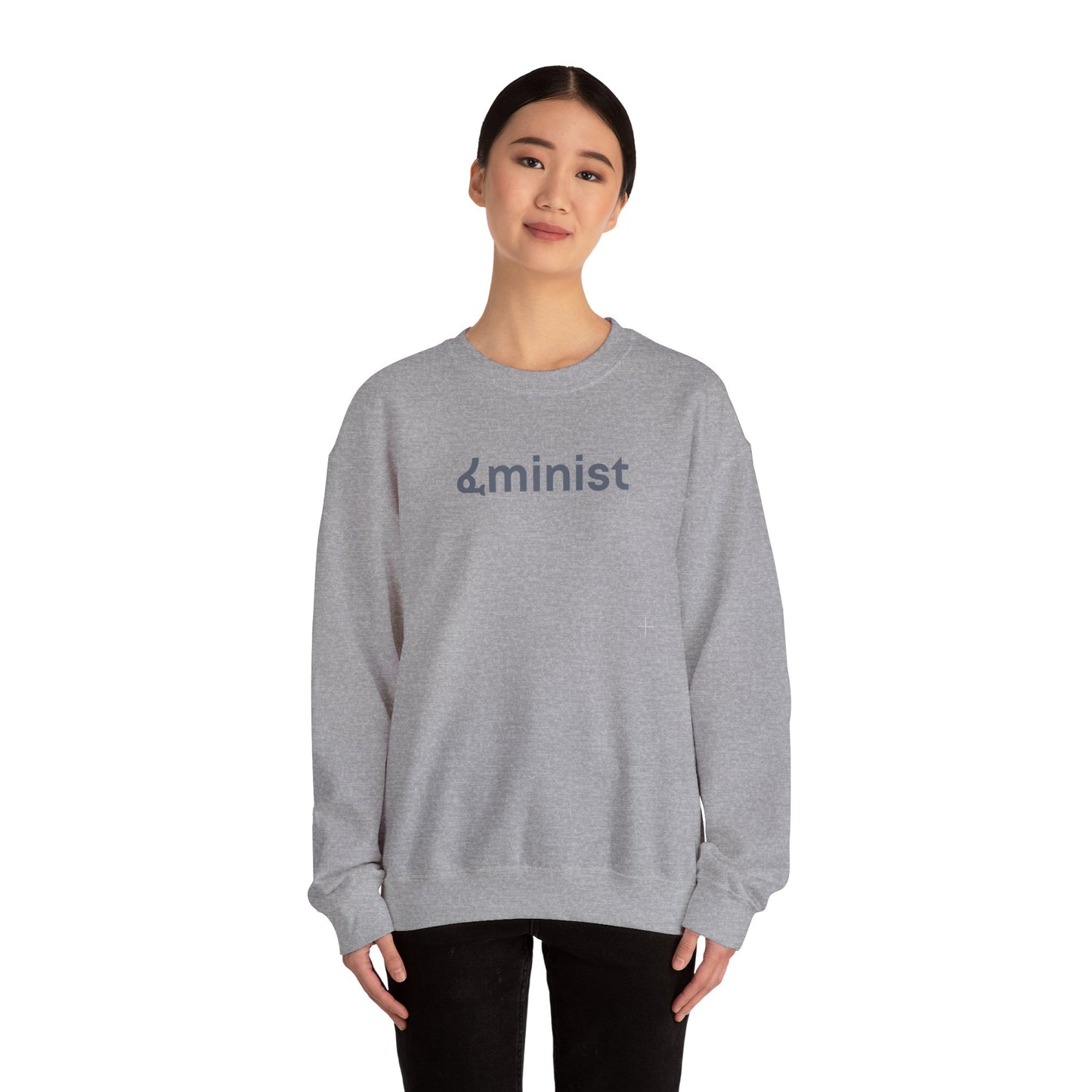 Feminist (ፈminist) written in Blue Unisex Heavy Blend™ Crewneck Sweatshirt