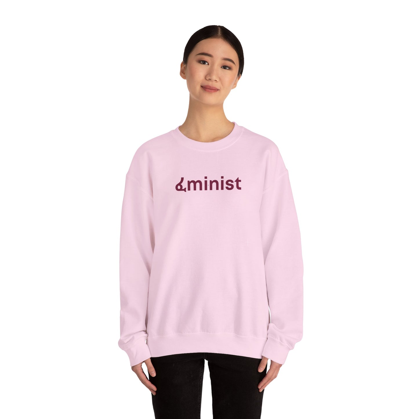 Feminist (ፈminist) written in Burgundy Unisex Heavy Blend™ Crewneck Sweatshirt