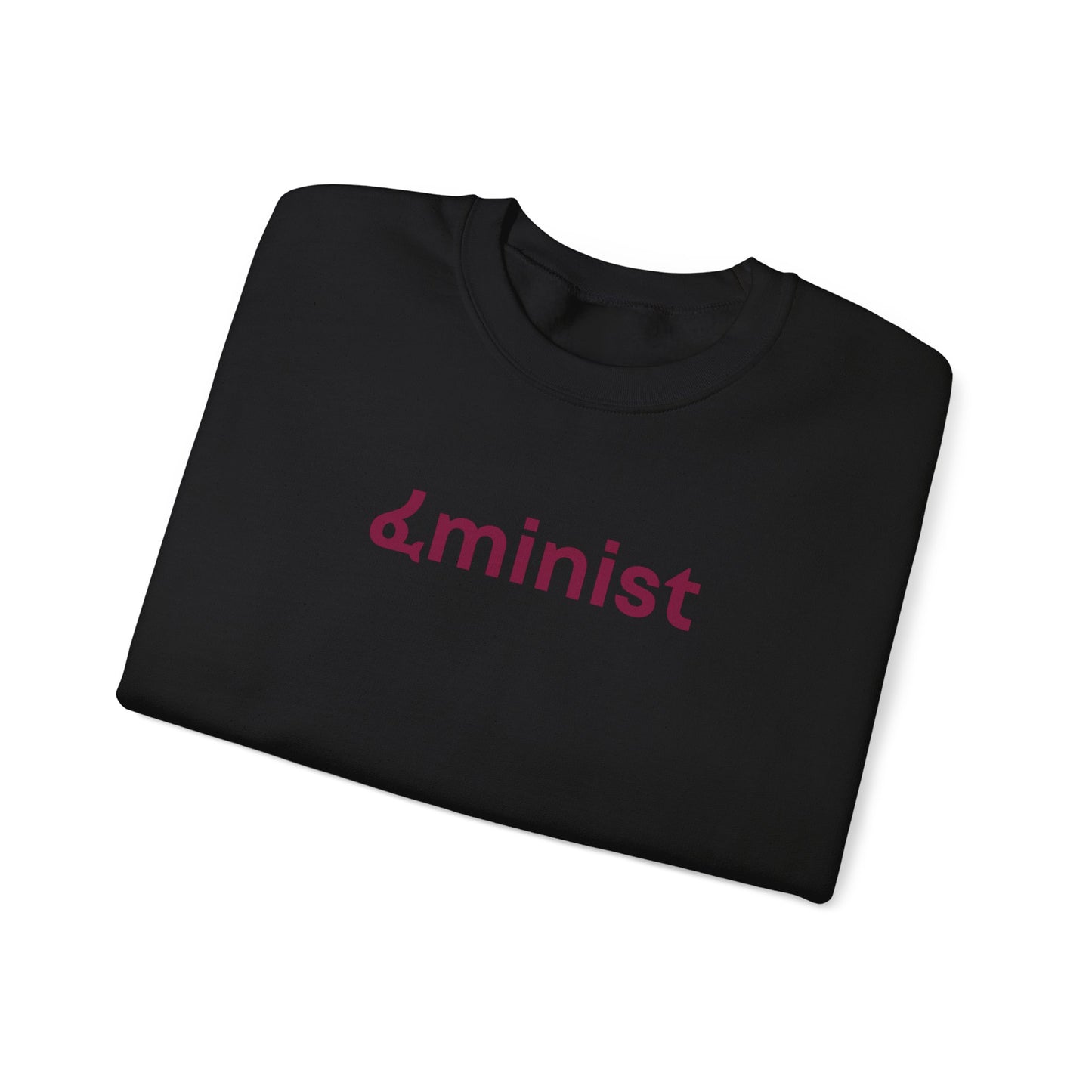 Feminist (ፈminist) written in Burgundy Unisex Heavy Blend™ Crewneck Sweatshirt