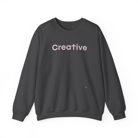 Creative written in pastel beige Typo Unisex Heavy Blend™ Crewneck Sweatshirt